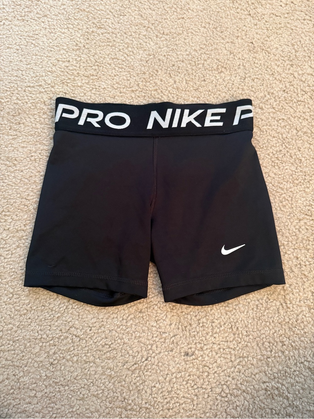 Nike Black Women's Pro Compression Bike Shorts with White Swoosh